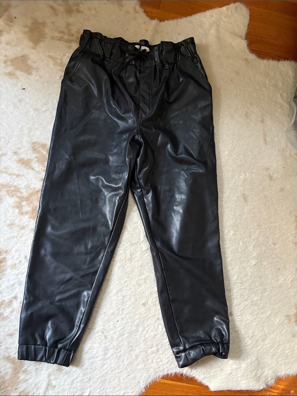 Abercrombie & Fitch Black Faux Leather Jogger Pants
